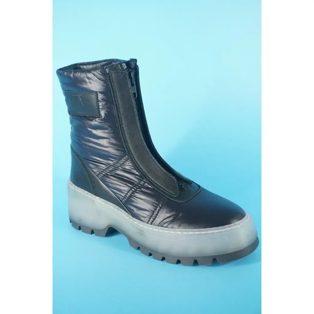 Aquatalia Amii Leather Nylon Zip Ankle Boots SZ 7 NIB $550 Platform Rain Snow